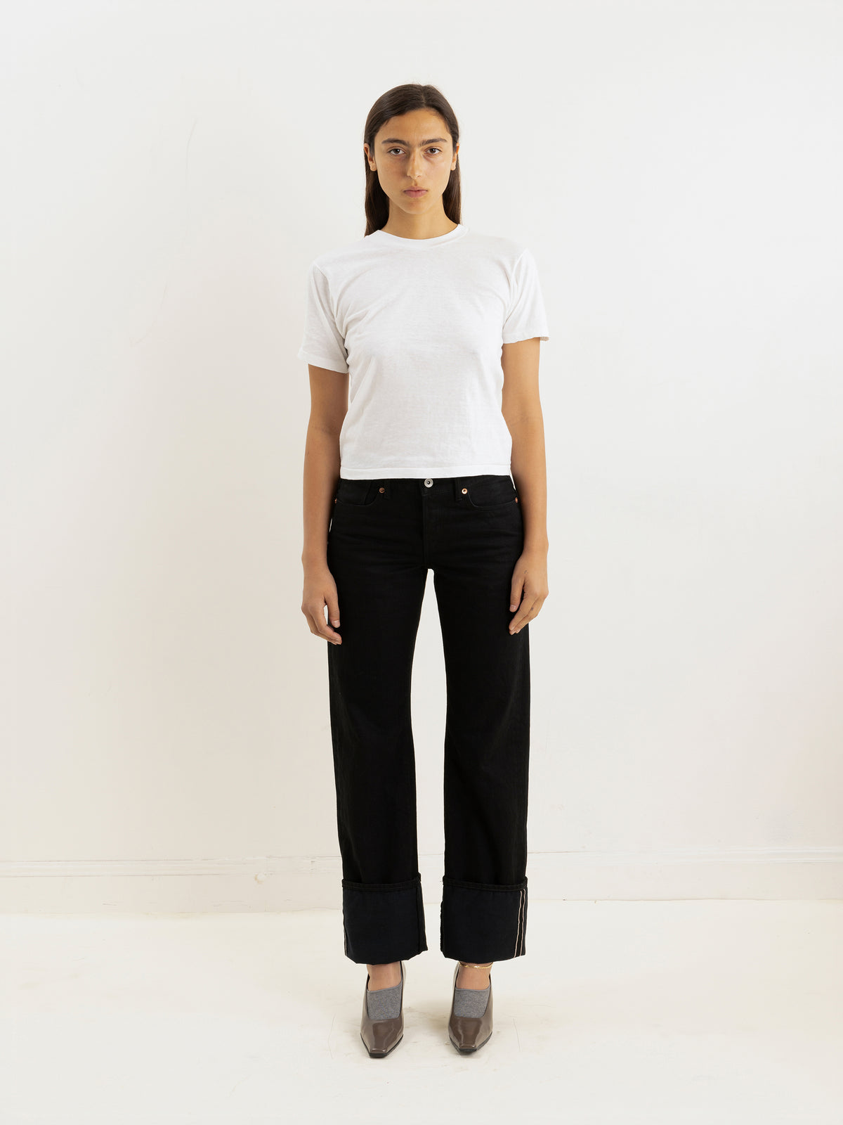 004c low rise selvedge in black