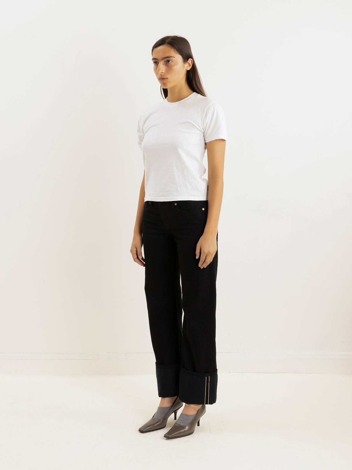 004c low rise selvedge in black